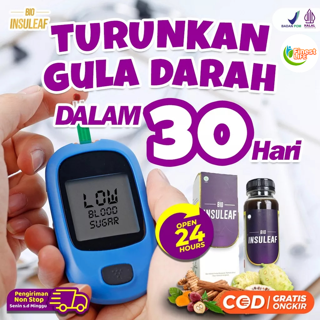 Bio Insuleaf - Penurun Kadar Gula Darah Insulin Alami,  Cegah Diabetes Kolesterol  Solusi Atasi Kencing Manis, Melitus, Gagal Ginjal Tinggi Kurangi Kadar Glukosa Atasi Kolesterol Kerusakan Jantung Hati Ekstak Mengkudu Brotowali  Mahkota Dewa [Cod]