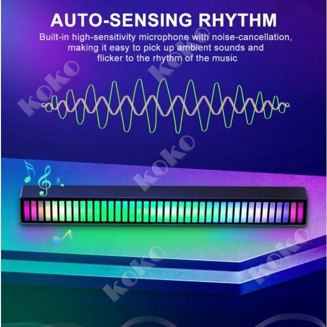 【Penjual Lokal】Lampu ambient mobil Lampu LED RGB Bar Strip Spectrum Audio Indicator Music Sound Control Harga Per 1 Pcs