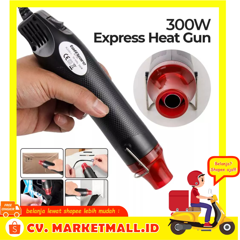 Hot Air Gun Heat Shrink Pembentuk Stempel Karet Pemanas Pengering Rambut 220V 300W Taffware QST-220 - OMOTCKBK