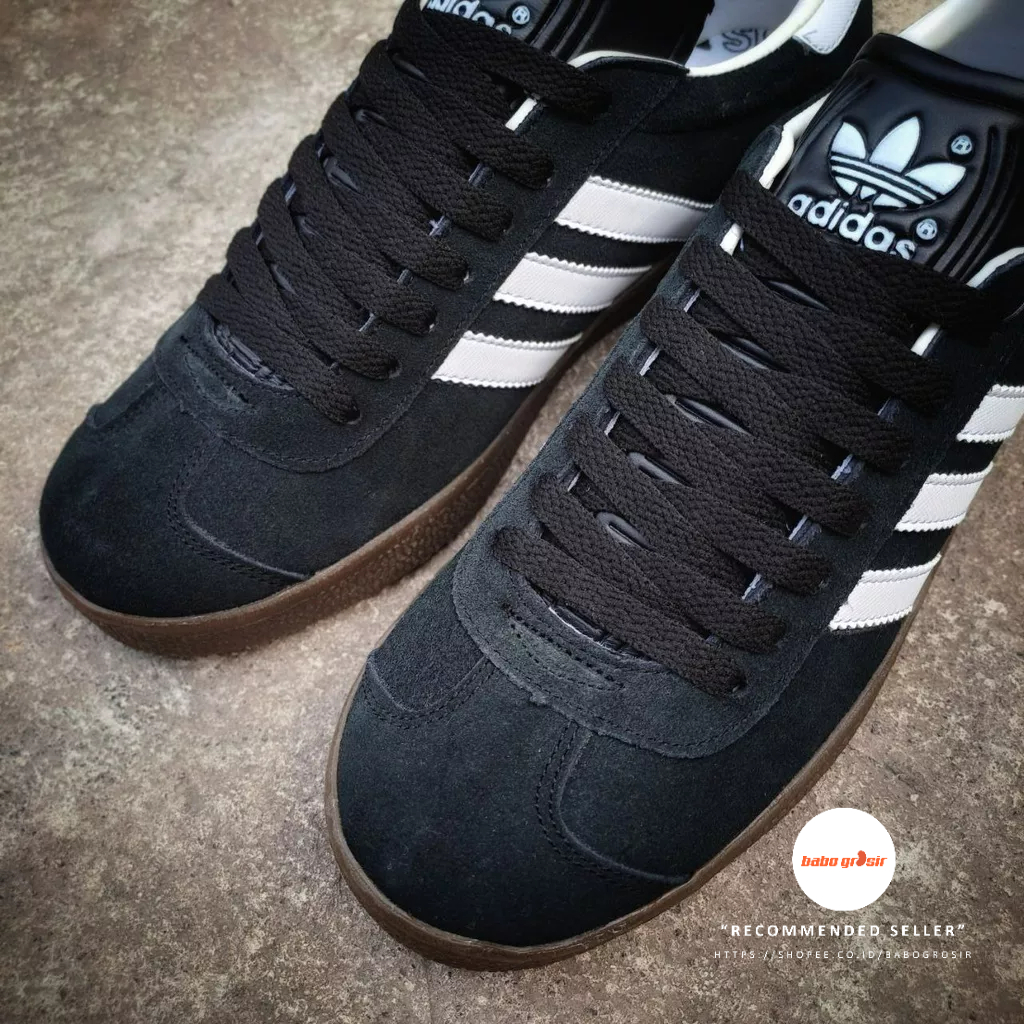 PROMO Sepatu Sneakers Murah | Adidas Gazelle Black White GUM Premium TOP Quality, Bahan Kulit Suede ASLI, Harga Termurah