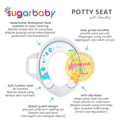 SUGAR BABY POTTY SEAT WITH HANDLES &amp; SPLASH GUARD / DUDUKAN TOILET ANAK SUGARBABY DUDUKAN TOILET