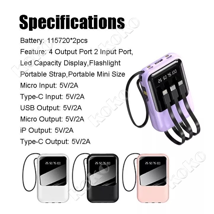 【Penjual Lokal】Powerbanks 30000 mAh mini size with 4 usb fast charging Lightweight LED Display power bank BH31