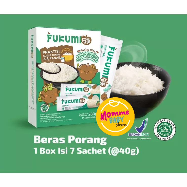 FUKUMI Beras Porang Box Sachet - Shirataki/Konjac Rice beras diet / beras rendah kalori / Fukumi Beras Porang 1kg Konjac Rice Shirataki
