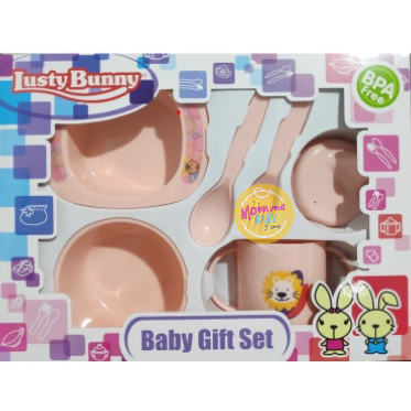 TEMPAT MAKAN BAYI FEEDING SET 6IN1 LUSTY BUNNY ALAT PERALATAN MAKAN BAYI SET LUSTYBUNNY - 1419 LB1383 LB1363