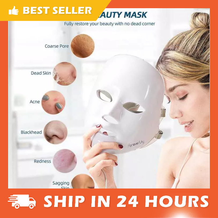 ForeverLily Masker Wajah LED Phototeraphy Perlindungan Mata Strap+Remot Kontrol+Adaptor  Facial Beau