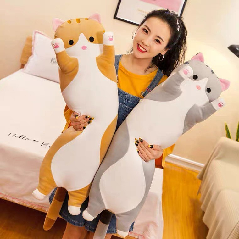 Bantal Guling Kucing Boneka Tinggi 60cm Bahan Yelvo Berlabel SNI