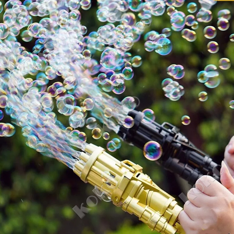 【Penjual Lokal】Pistol gelembung Gatling Bubble Gun Machine Jumbo 60 Holes / Mainan Tembak Senjata Anak Kids Mesin Gelembung Pistol Elektrik pistol air