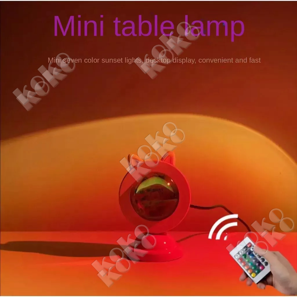 【Penjual Lokal】LAMPU SUNSET CUTE CAT AESTETIK (Matahari Terbenam) NEW SUNSET LIGHT LED PROJECTORE 1 PAKET 7 WARNA 3 MOTIF TELINGA
