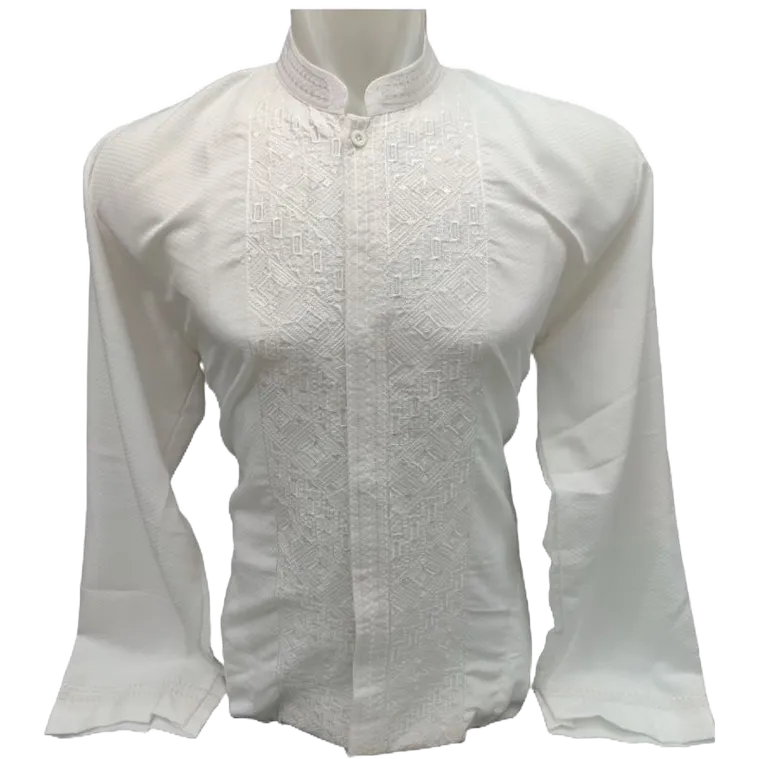 BAJU KOKO PUTIH LENGAN PENDEK SEMI SUTRA / KOKO LENGAN PENDEK PUTIH ANITAS