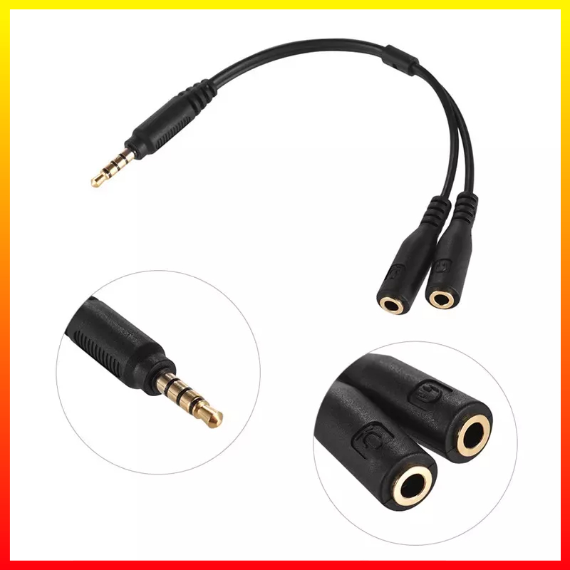 Spliter Kabel Audio Stereo Extender Adaptor Pemisah Headset Earphone 3.5 mm Male to Dual 3.5 mm Female Overfly AV111 - OMCL3RBK