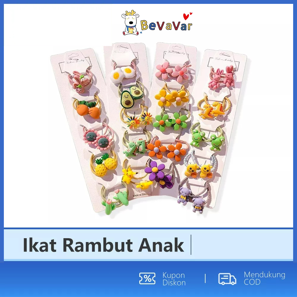 BEVAVAR 10 Pcs Ikat Rambut Anak Korea Ikatan Rambut Anak Karakter