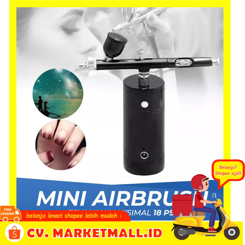 Kompresor Angin Mini Air Baterai Isi Ulang Polymer Lithium 750 mAh Compressor Airbrush Painting Art Spray Gun 0.3mm 7ml KKMOON - 7RHZWHBK