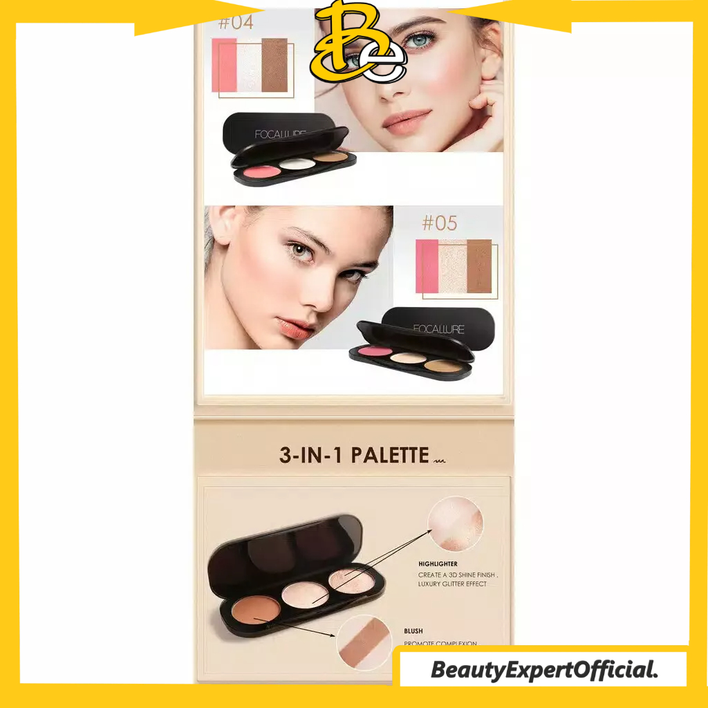 ⭐️ Beauty Expert ⭐️ Focallure Trio Palette Highlighter Blush On 3 Colors Powder FA26