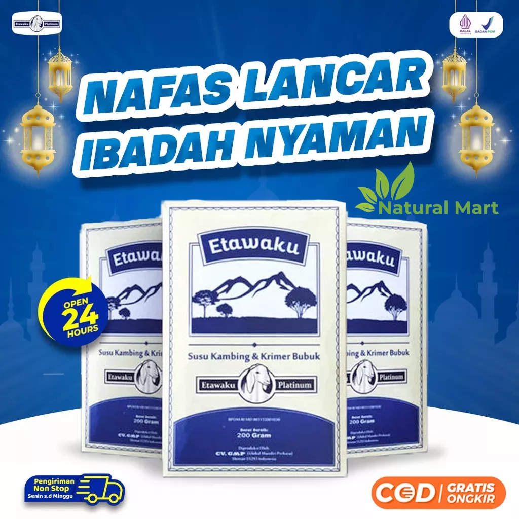 Etawaku Platinum - Susu Kambing Solusi Masalah Pernapasan Pernafasan Asma Bronkhitis Bronkitis Sesak Napas Bebas Pengawet Rendah Gula Tingkatkan Imunitas Daya Tahan Tubuh Cegah Tulang Keropos Asi Booster Isi 200gr