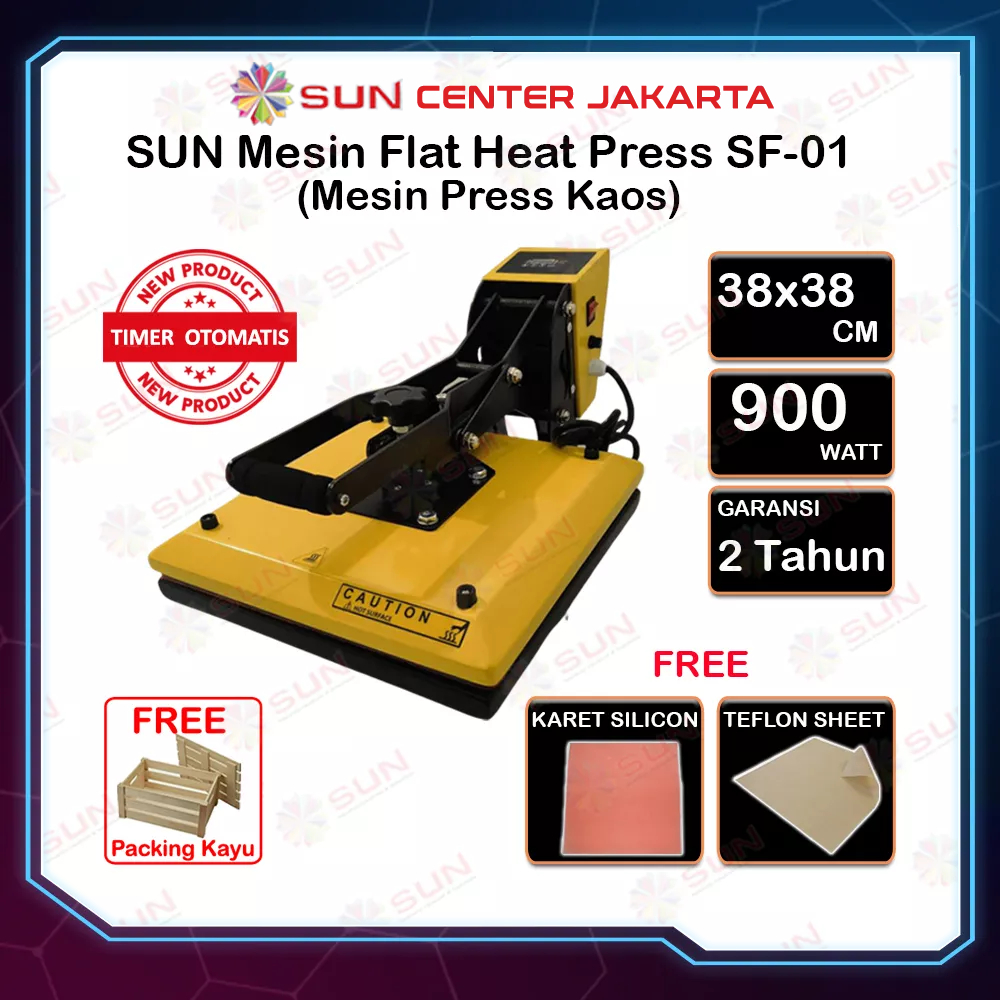 Mesin Press Sablon Kaos 38x38 Digital Premium SF-01 / SF-03 Kaos, Bag, Puzzle, Plat Aluminium, Bantal ( DTG, DTF, Polyflex, Sublime, Transfer Paper, Platisol, Rubber ) 900 WATT