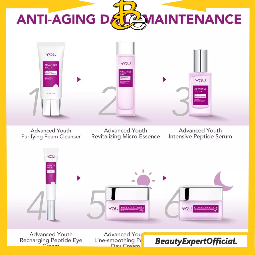 ⭐️ Beauty Expert ⭐️ You Advanced Youth Revitalizing Micro Essence / Intensive Peptide Serum / Line Smoothing Peptide Night Cream / Peptide Eye Cream / Purifying Foam Cleanser