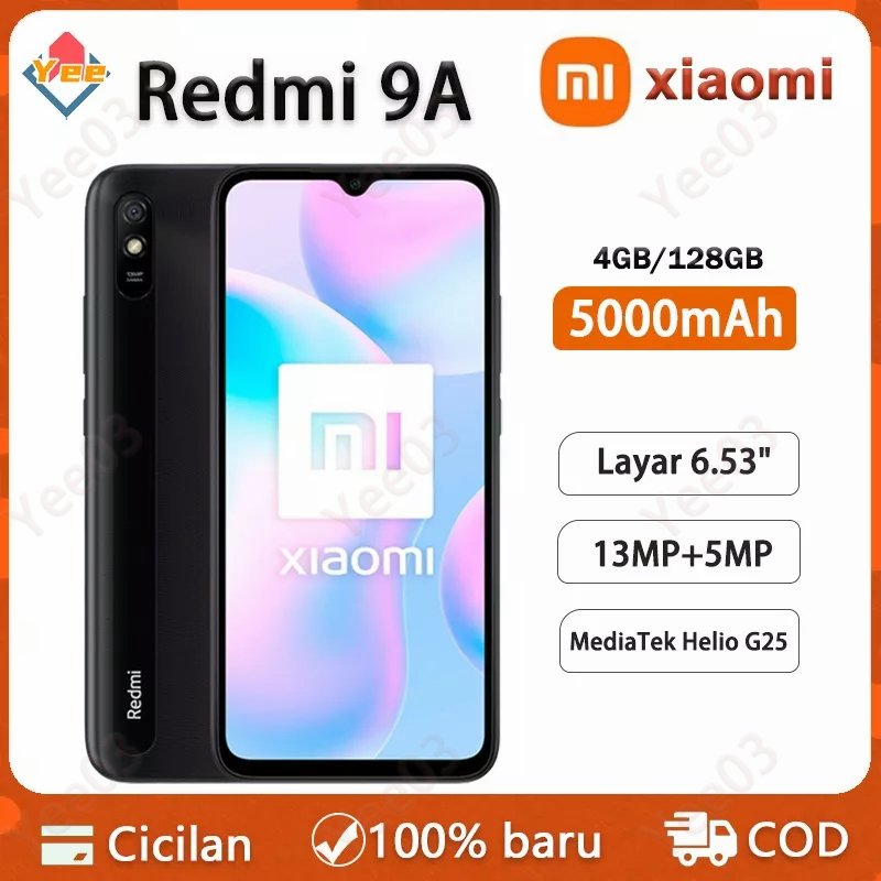 HP Redmi 9A Ram 4/128GB 6.53 inches HD screen 5000 mAh Murah 4G LTE Smartphone redmi 9A