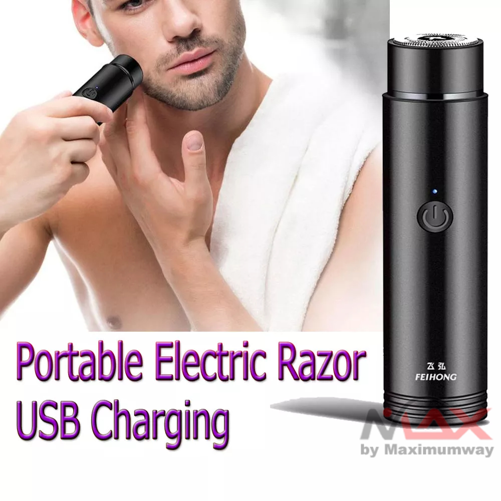 FEIHONG Pisau Cukur Jenggot Elektrik USB Charging Tajam Tahan lama Alat cukur Razor kumis jambang bulu listrik portable wireless pria wanita Electric Razor Beard Shavers Rechargeable Grooming Rotary Shaver For Men Portable Travel Electric Shaver Washable