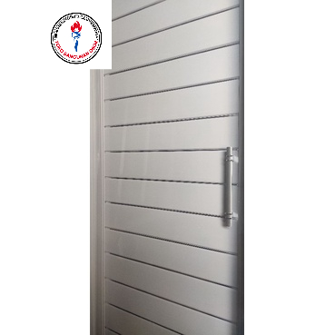 Pintu Kamar Mandi PVC Motif Garis Silver Hologram Panel Crystal Dimensi Minimalis Lite  Series Type 