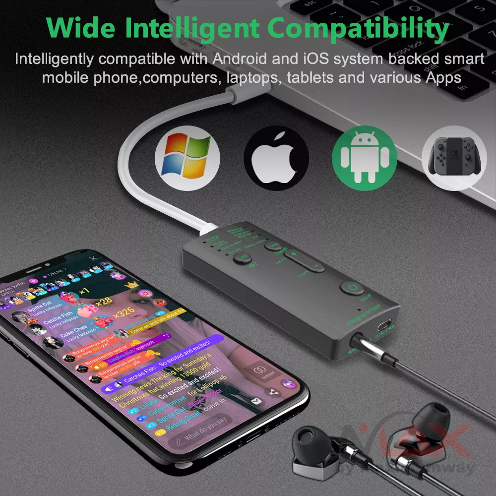 AE19 Voice Changer Ganti Suara Real Time Bisa semua Jenis HP &amp; Computer bisa untuk Voice Chat media sosial suara keluar seketika Real time Sound Changes Voice Changer Device Mobile Phone Portable Jack Sound Card Scream Sound Effects Machine