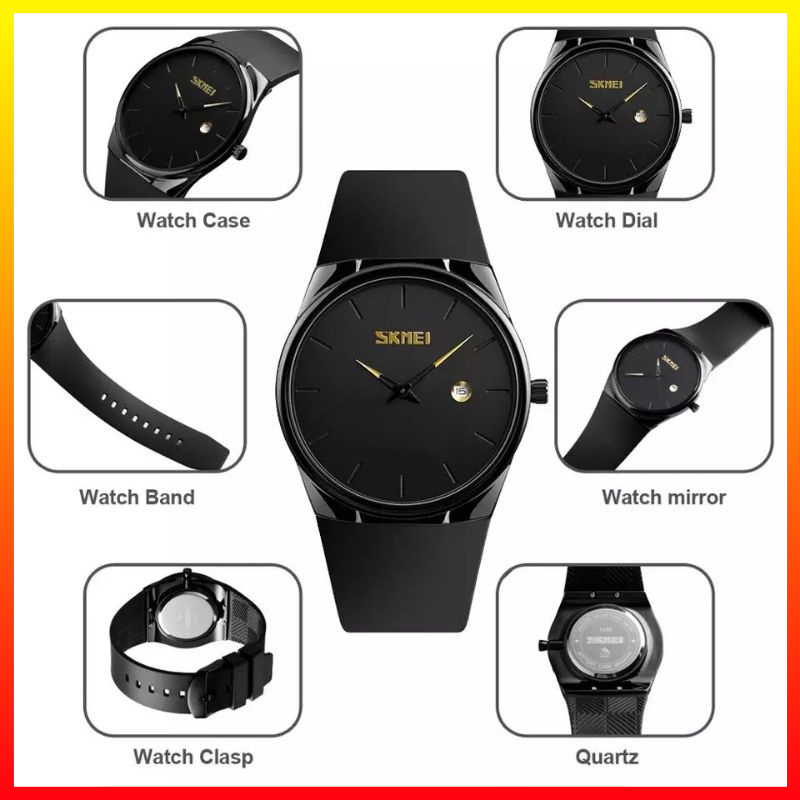 Jam Tangan Analog Pria Desain Dial Elegan Strap PU Anti-Air SKMEI 1509 - EMWSHYBK