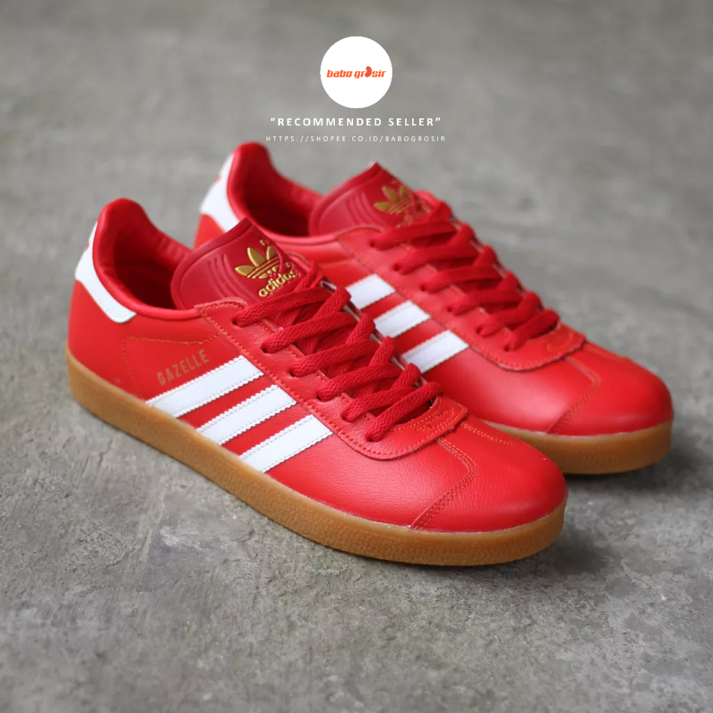 PROMO Sepatu Sneakers Adidas Gazelle Red White GUM Premium TOP Quality, Harga Termurah, Kualitas Mewah