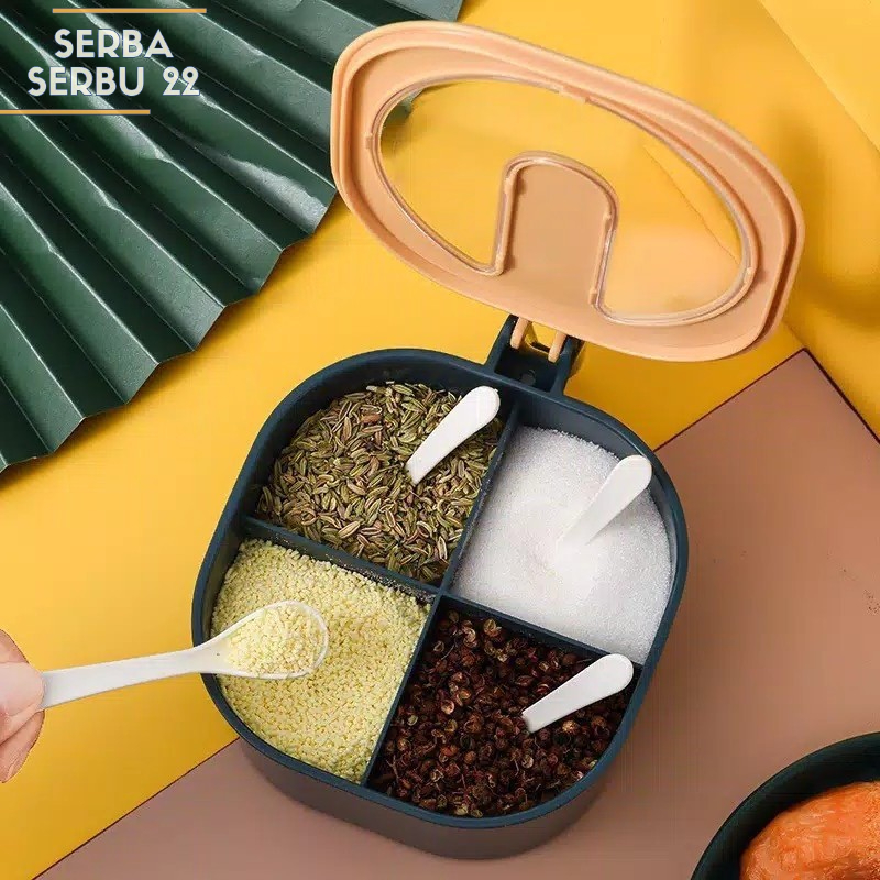 Tempat Bumbu 4In 1/ Rak Kotak Bumbu 4 Sekat/Tempat Bumbu Dapur Minimalis Modern Praktis [SS]