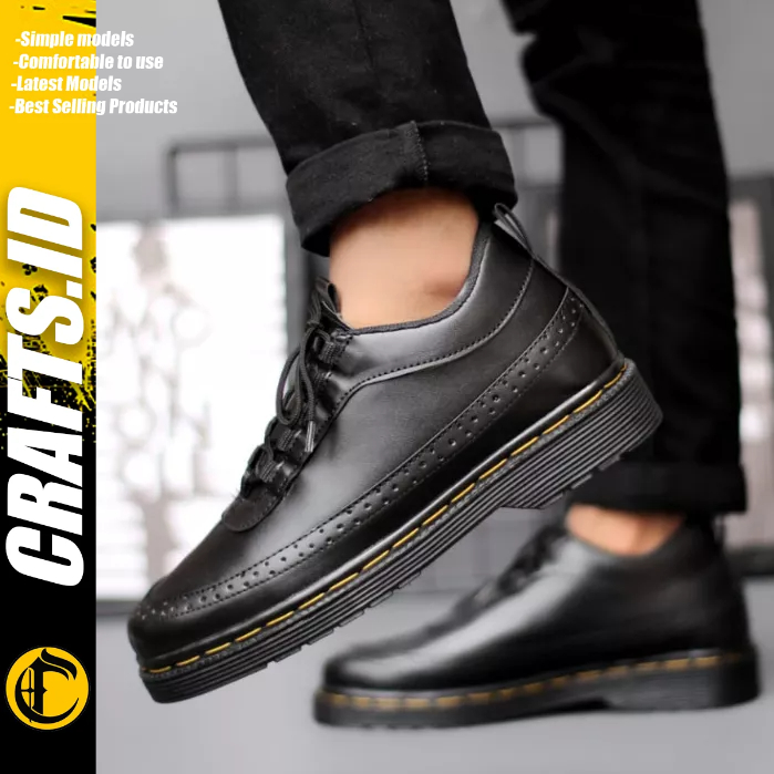 Sepatu Formal Pantofel Docmart Boots Kerja Pria Hitam Crafts Samanosuke