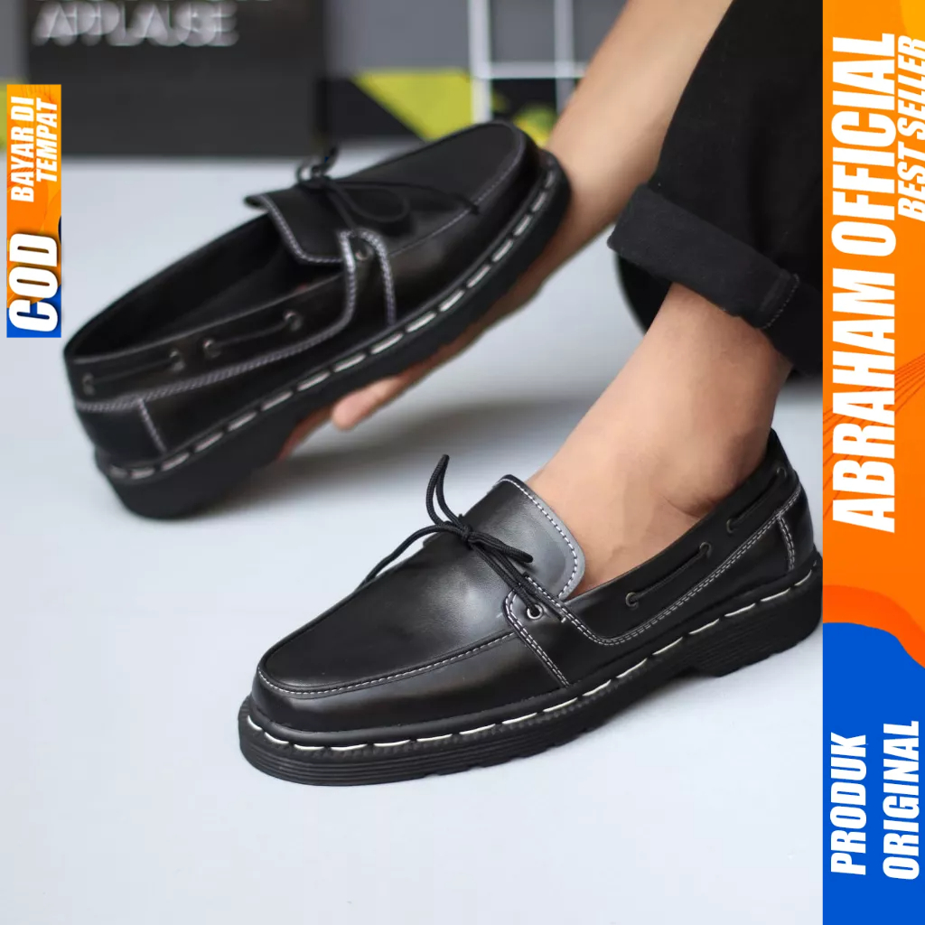 Sepatu Loafers Docmart Formal Pantofel Kerja Hitam Pria