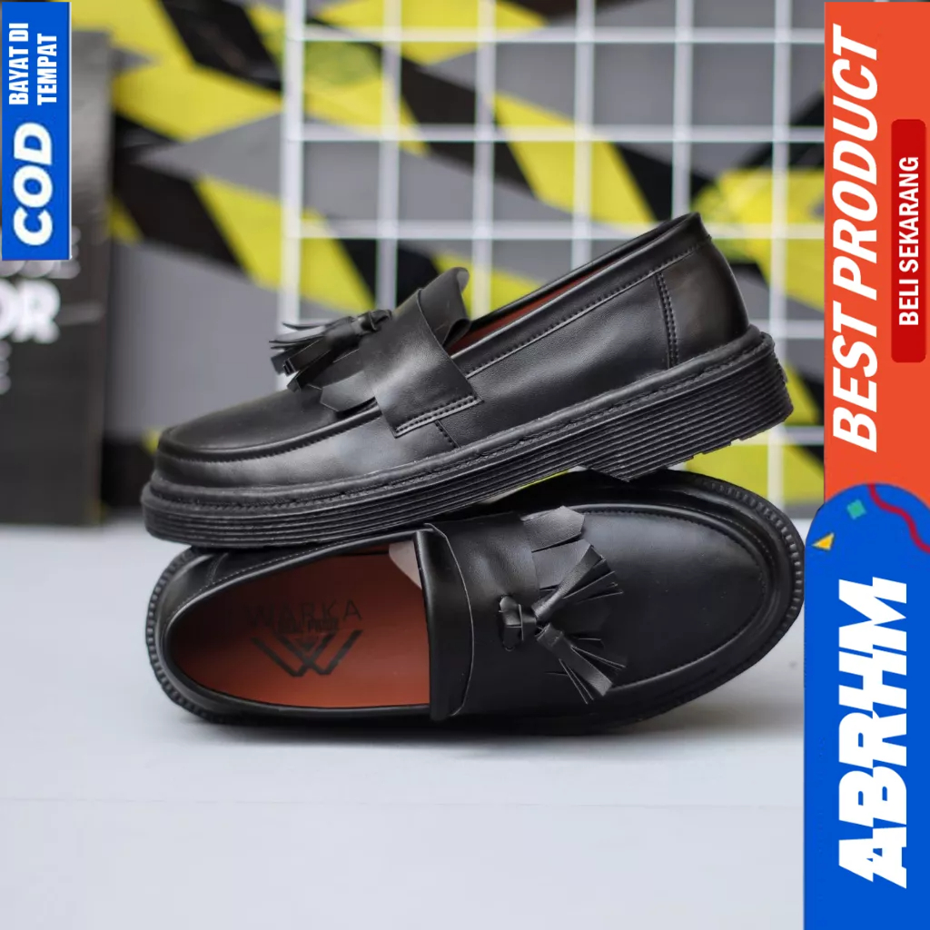 ABRHM Sepatu Loafers Penny Docmart Casual Hitam Kerja Pria