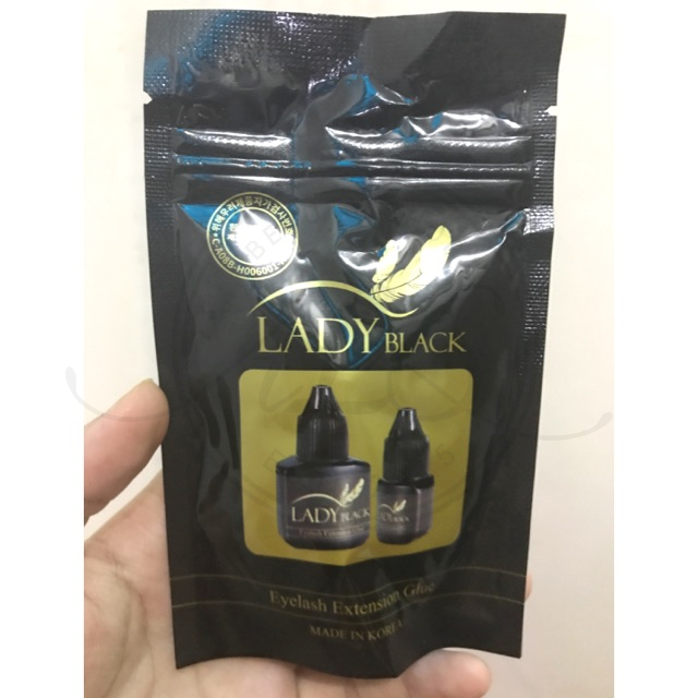 ORIGINAL LEM LADY BLACK GLUE 5ML WITH POUCH FOR EYELASH EXTENSION / NAVINA GLUE / KGLUE EYELASH