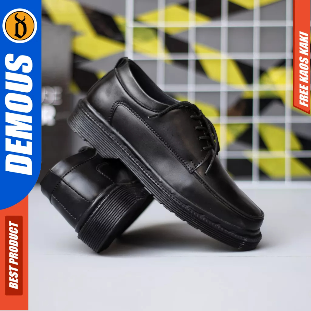 DEMOUS PLATS - Sepatu Formal Oxford Pantofel Tali Hitam Pria