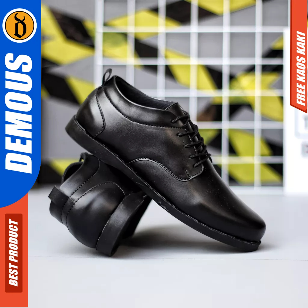 DEMOUS HATTA - Sepatu Formal Casual Hitam Kulit Pu Pria