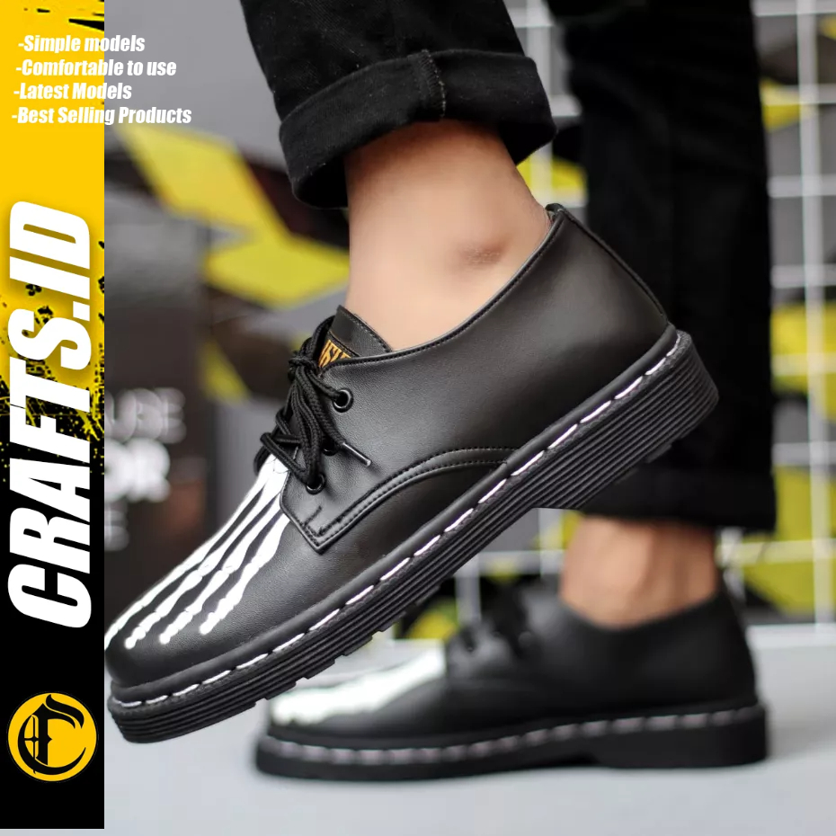 CRAFTS Skull - Sepatu Pantofel Formal Docmart Low Boots Kerja Pria