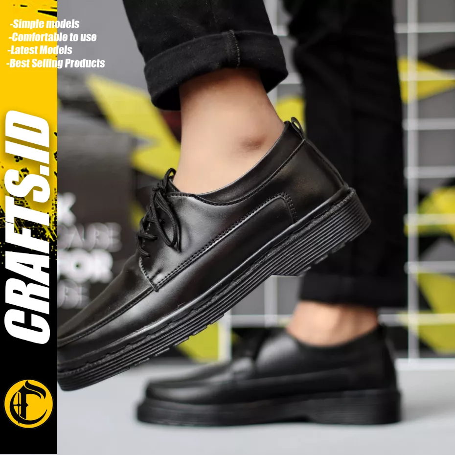 CRAFTS - Sepatu Formal Docmart Oxford Kerja Full Black Pria