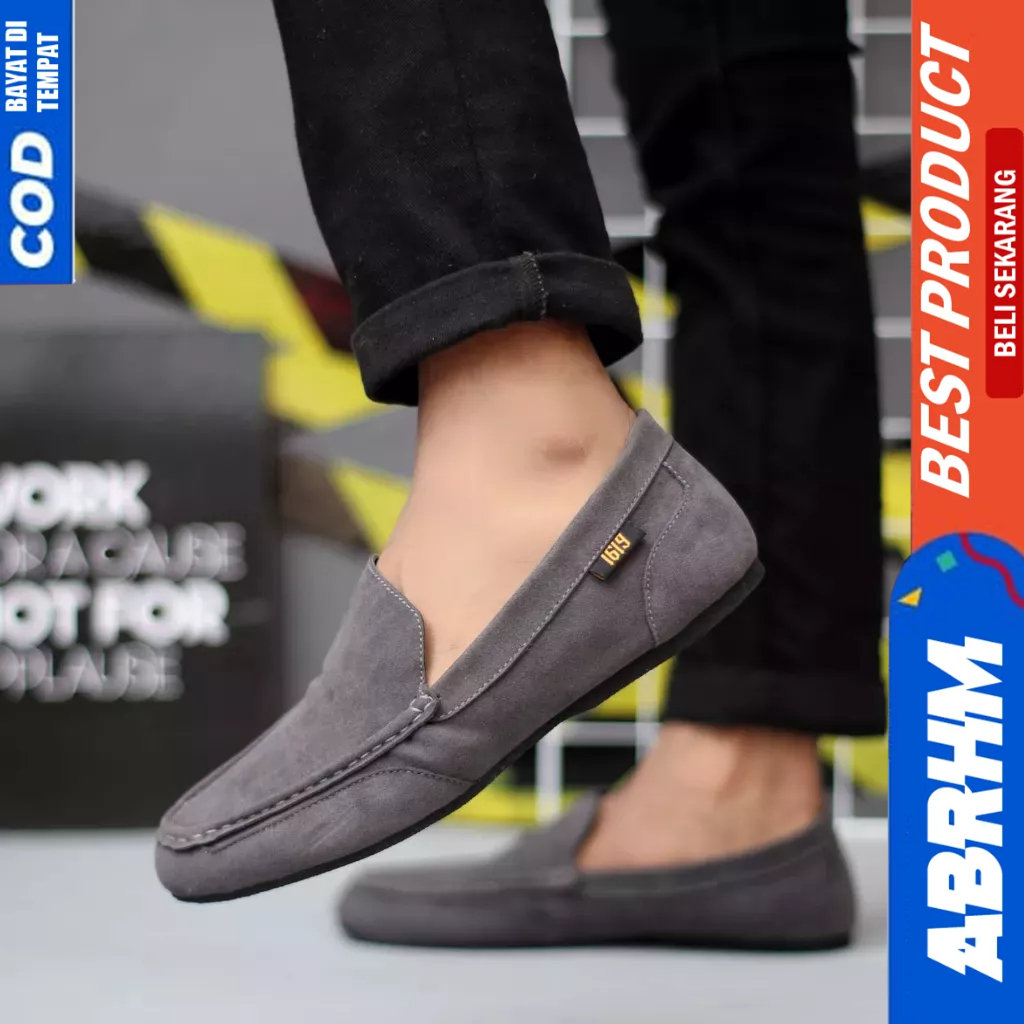 ABRHM Sepatu Slip On Casual Hitam Slop Pria