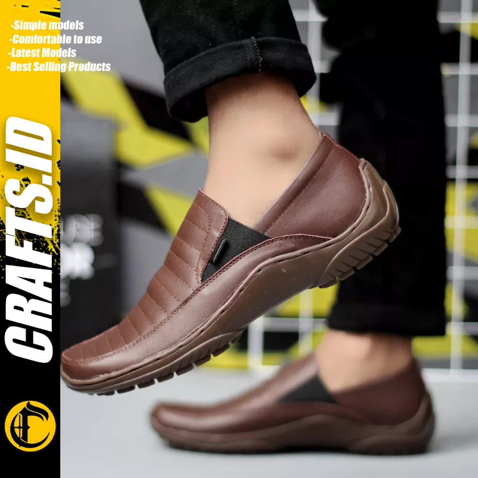 CRAFTS - Sepatu Formal Casual Kerja Pantofel Hitam Kulit Pria