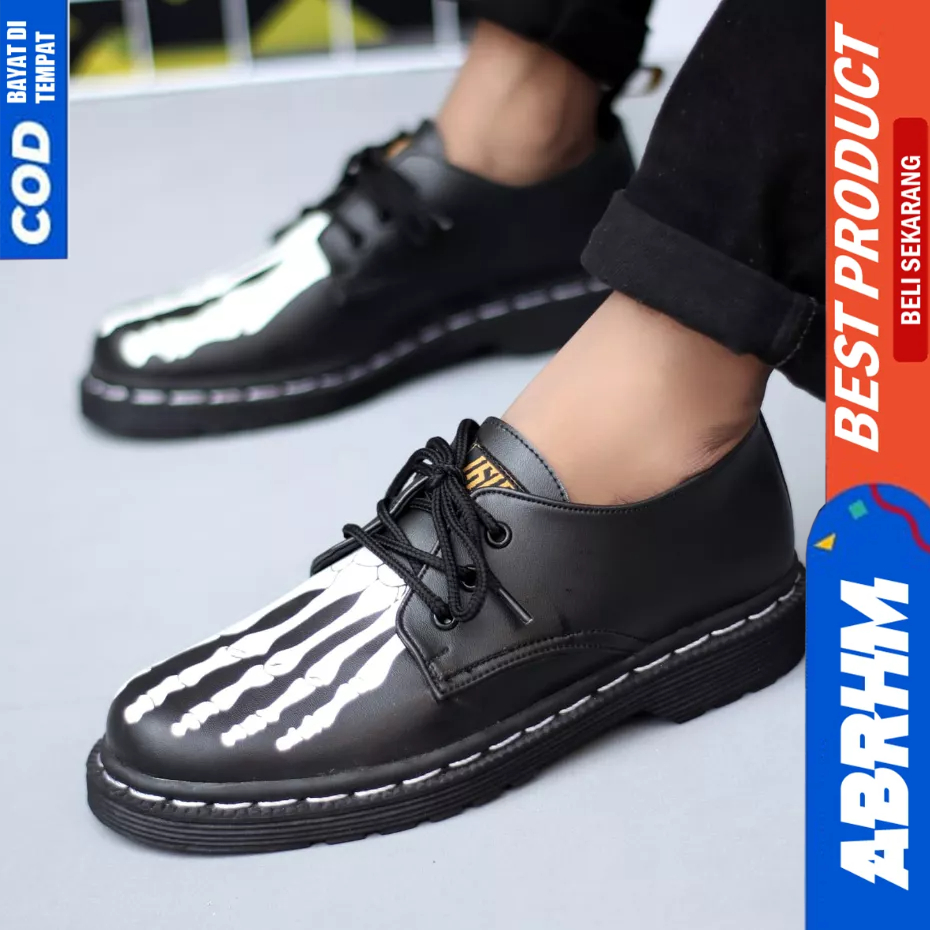 ABRHM Sepatu Pantofel Formal Docmart Hitam Pria