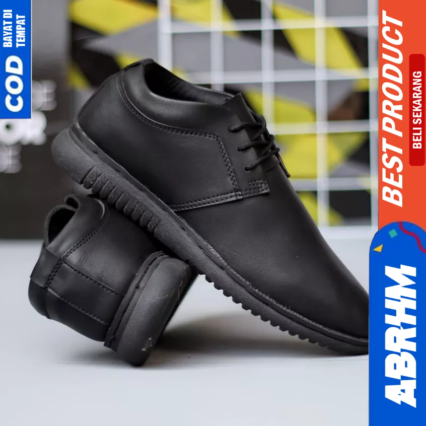 ABRHM Casual Sepatu Formal Oxford Pantofel Hitam Pria