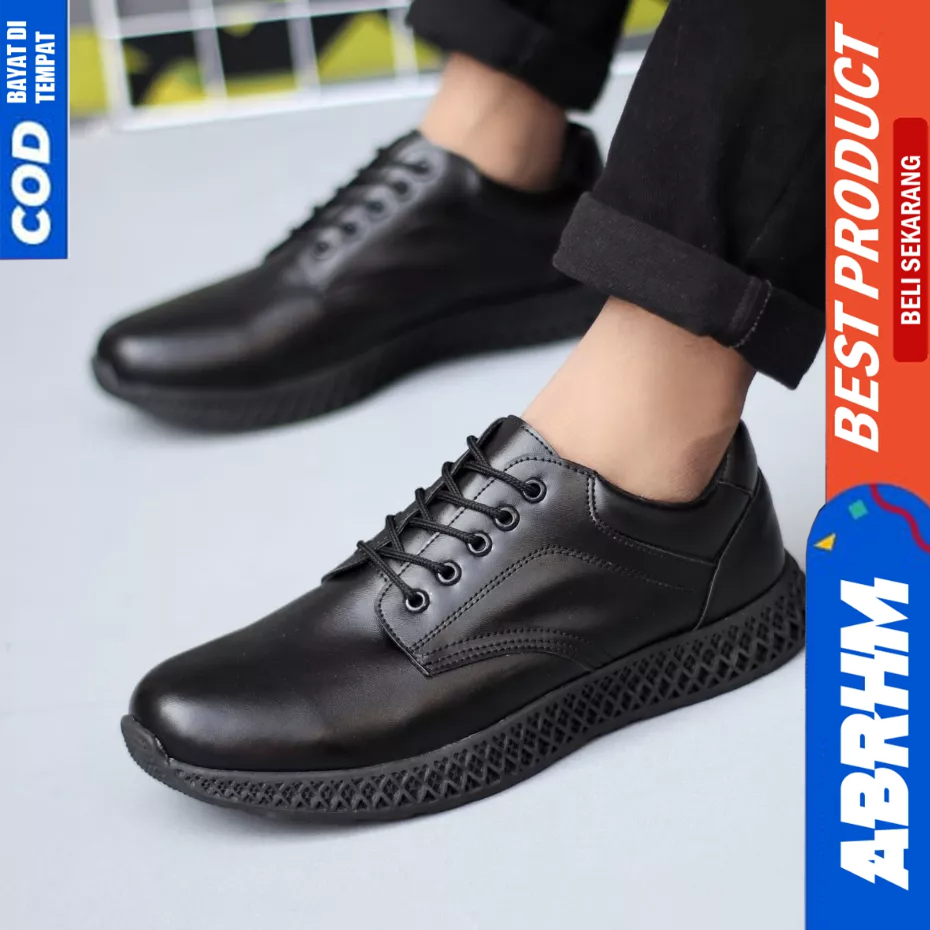 ABRHM Sepatu Casual Sneakers Kasual Formal Hitam Pria