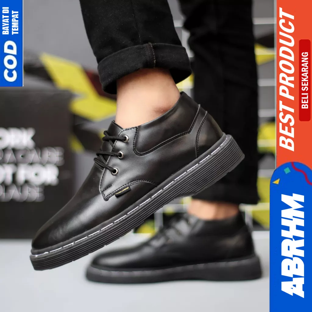 ABRHM Sepatu Pantofel Docmart Formal Hitam Kerja Pria