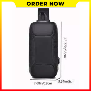 Tas Kurir Selempang Bahu Dada Samping Anti Pencurian kunci Dengan Port USB WEIXIER X311 - 7CFB0CBK