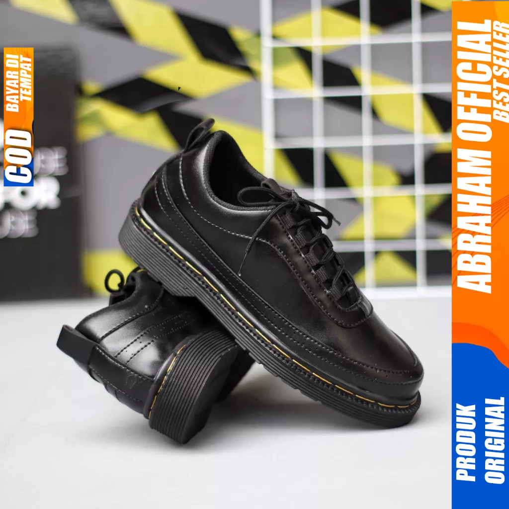 Sepatu Docmart Low Boots Casual Formal Pantofel Kerja Hitam Pria