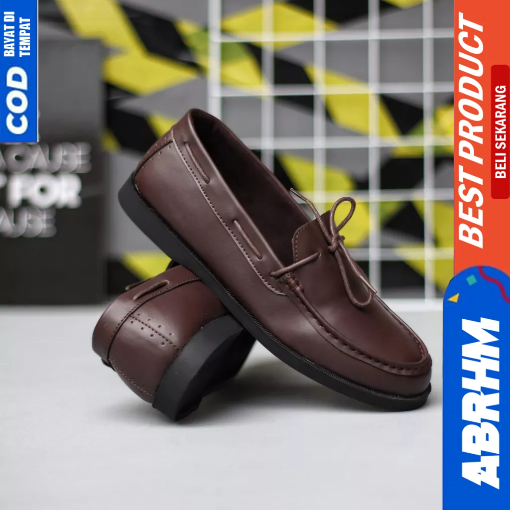 ABRHM Sepatu Loafers Hitam Formal Casual Kulit Pu Kerja Pria