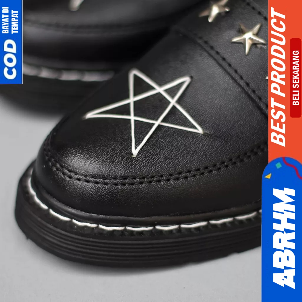 ABRHM Sepatu Docmart Kerja Loafers Formal Pantofel Hitam Pria