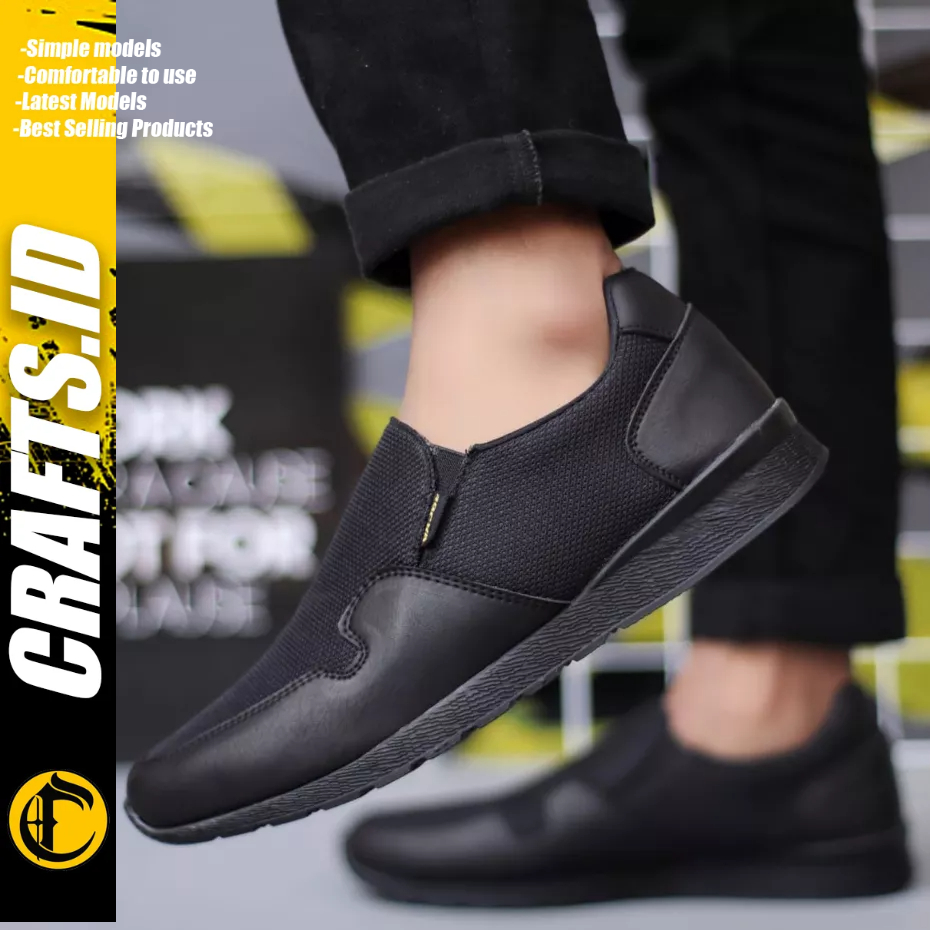 Sepatu Casual Sneakers Pria Hitam Crafts Bachira