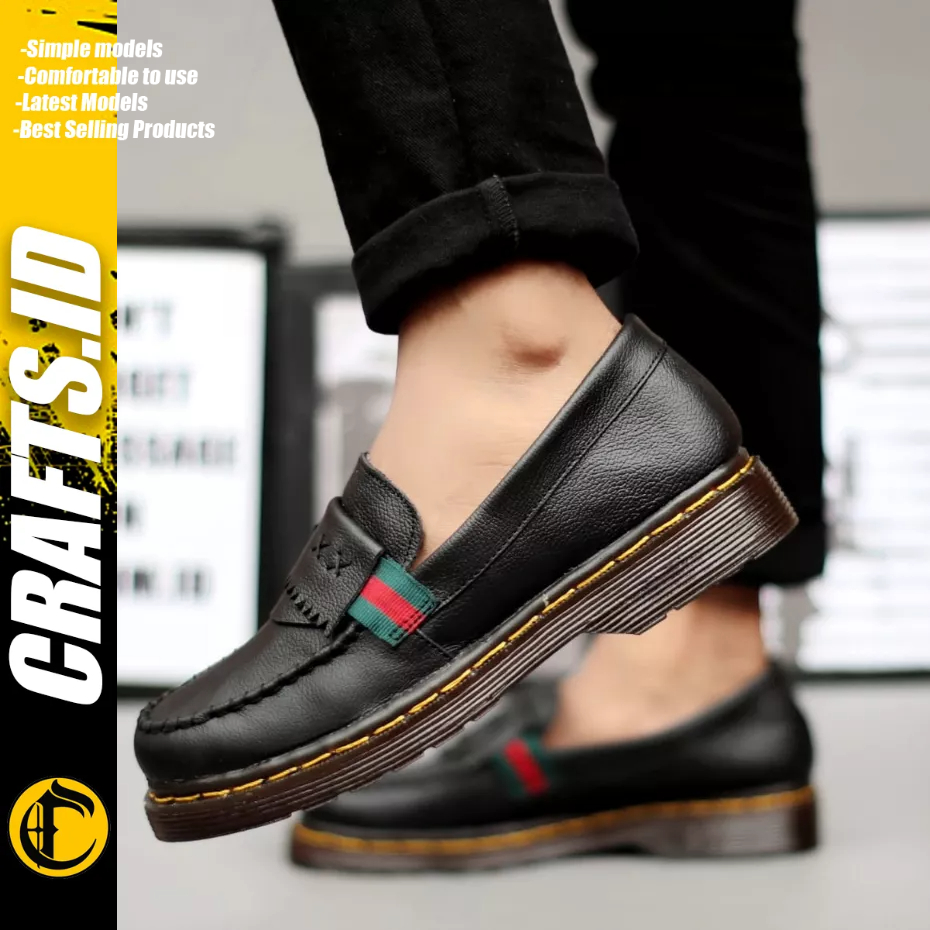 CRAFTS dumble - Sepatu Pantofel Formal Docmart Low Boots Kulit Asli Kerja Hitam Pria