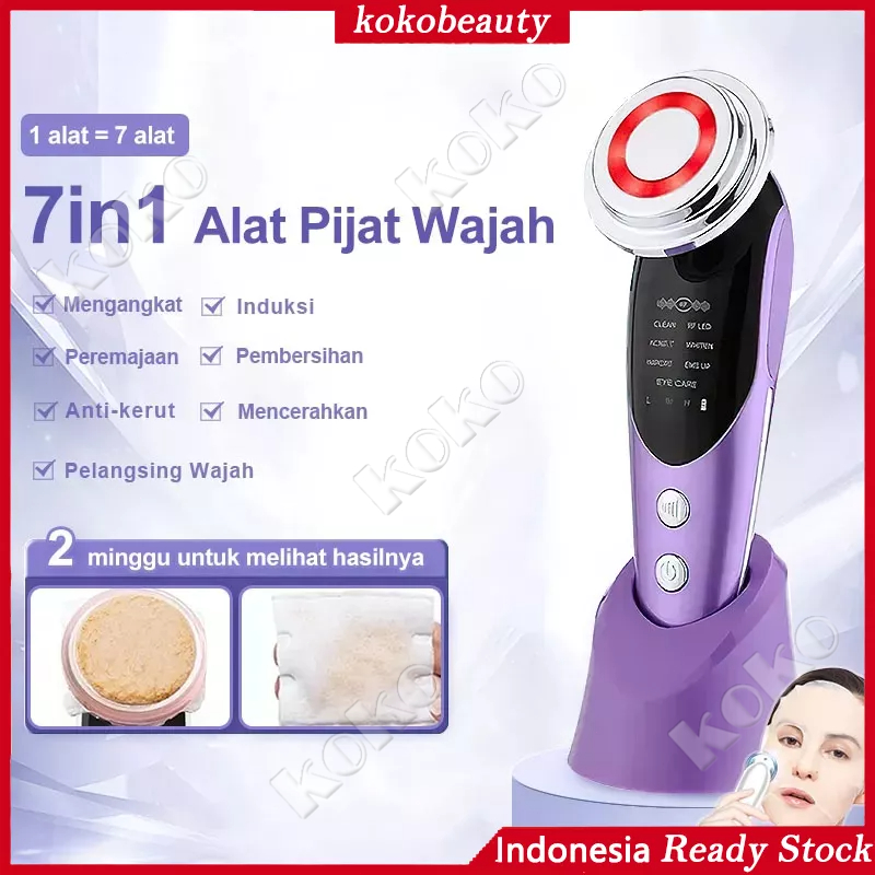 【Penjual Lokal】7in1 Alat Setrika V Shape Thin Face Lifting Wajah Pemijat Pemutih Wajah Facial Anti Aging Sheet Masker Perawatan detox pijit elektrik roller Massager komedo Mesinrf Anti wrinkle Pengencang Uap tirus galvanic Wajah topeng spa Perangkat