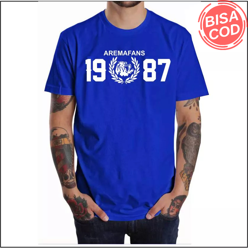 KAOS AREMA 1987 LOGO AREMA FC PADI WARNA BIRU