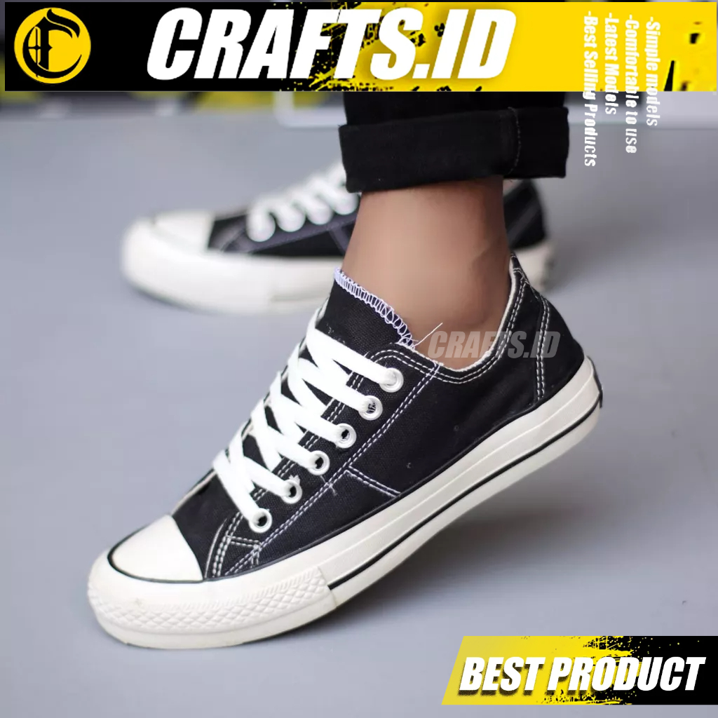 Sepatu Casual Hitam Sneakers Pria Crafts